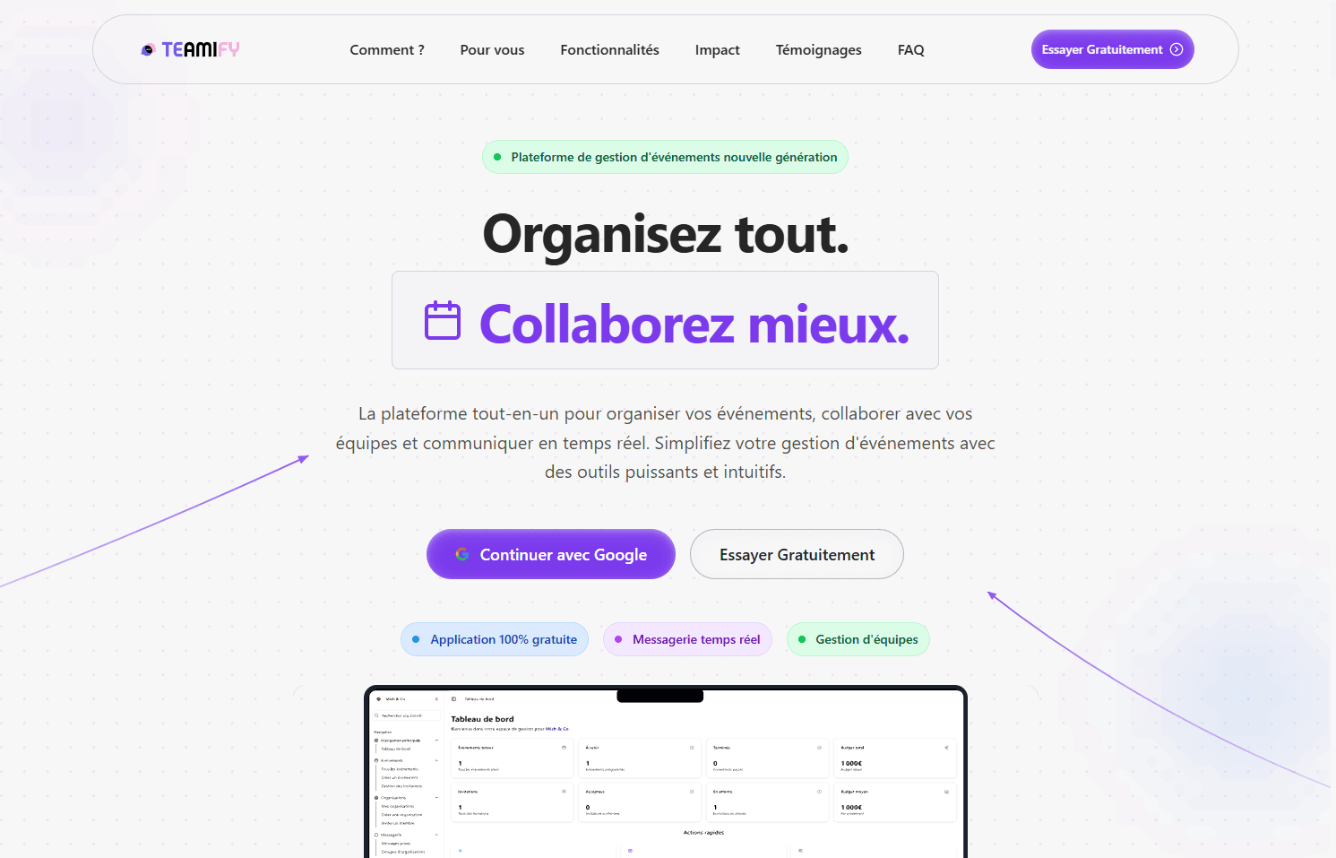 Teamify • Gestion événementielle